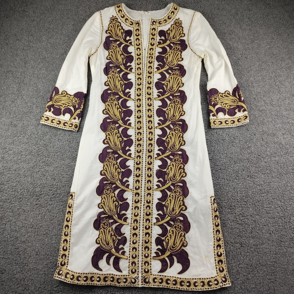 Tory Burch kaftan‎ dress embroidered cotton Size 0 Women's
